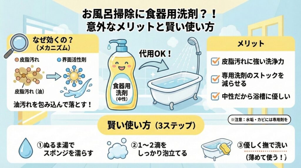 お風呂用洗剤の代用に食器用洗剤を使うメリット