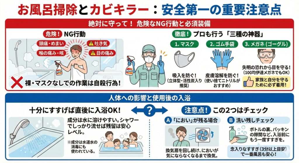 お風呂掃除とカビキラーの順番に関する重要な注意点