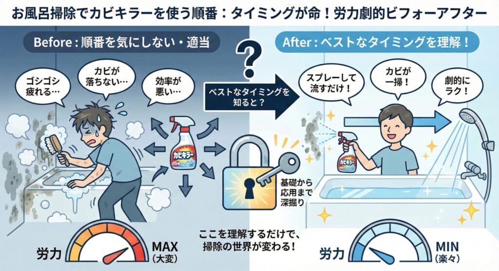 お風呂掃除でカビキラーを使う順番は?