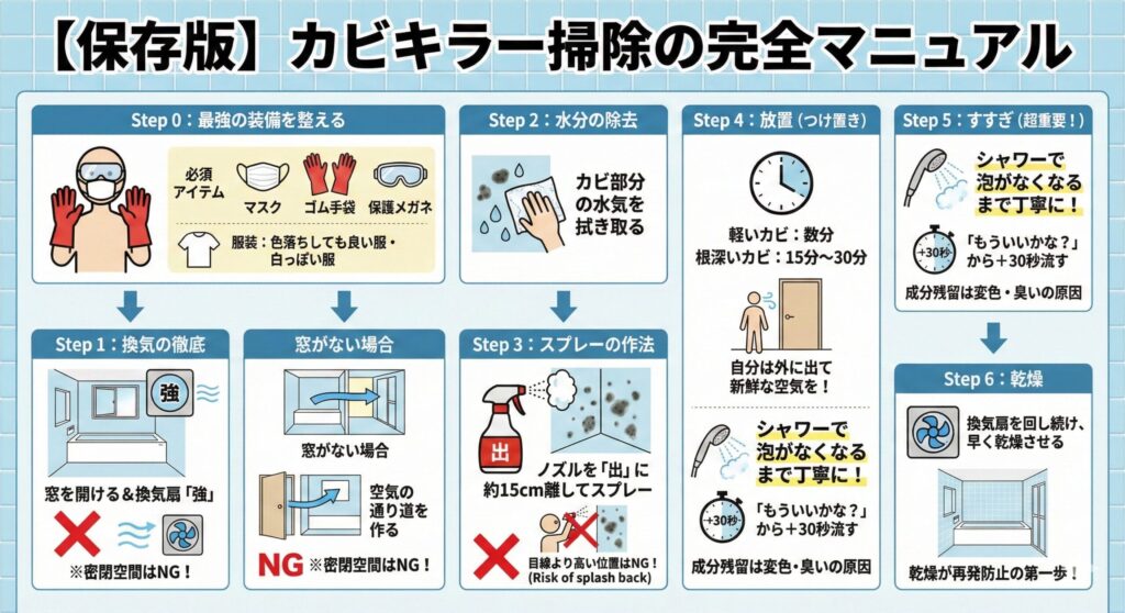 お風呂掃除のやり方とカビキラーの使い方