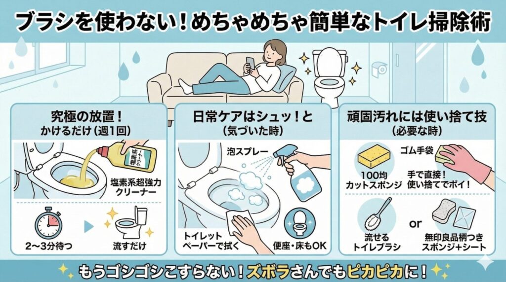 めちゃめちゃ簡単なブラシを使わないトイレ掃除のやり方